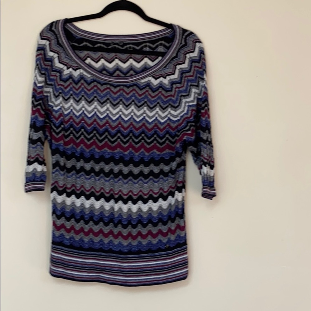 Guess Purple, Black, & Blue Patterned Sweater